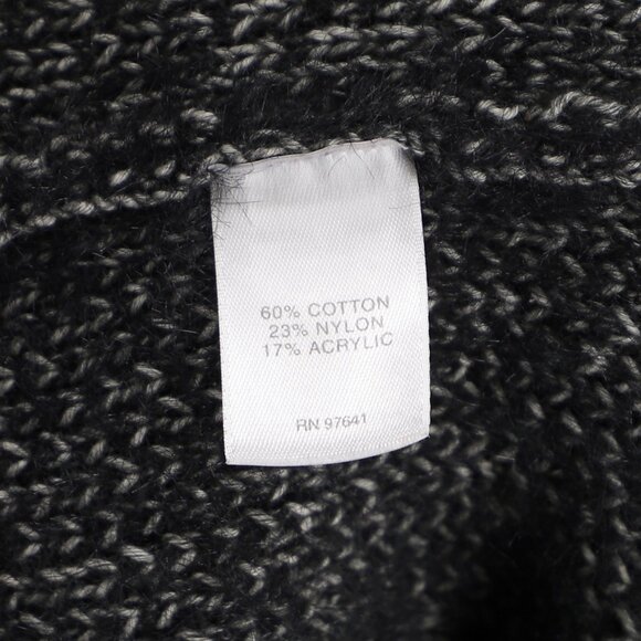 J.JILL Windowpane Long Fuzzy Knit Cardigan Sweater Black Gray Size L - Picture 7 of 8